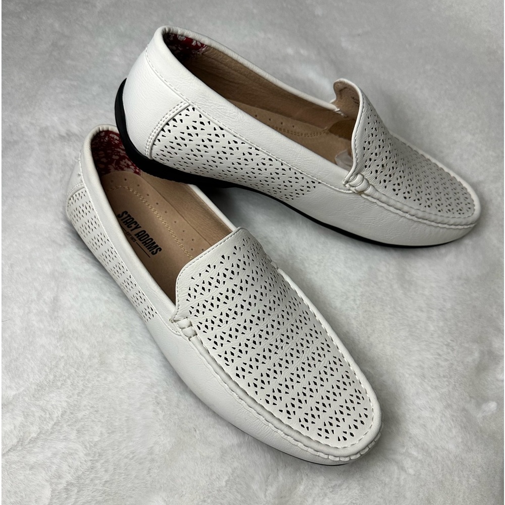 Stacy Adams Cicero Perforated Moc Driver White Size 7m